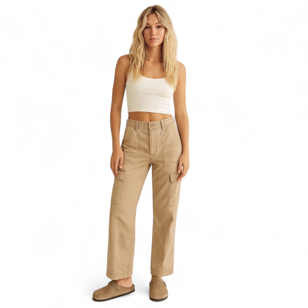 Abercrombie Cargo Pants | Y2K Street Style Utility | Khaki Twill Sz 28 / 6